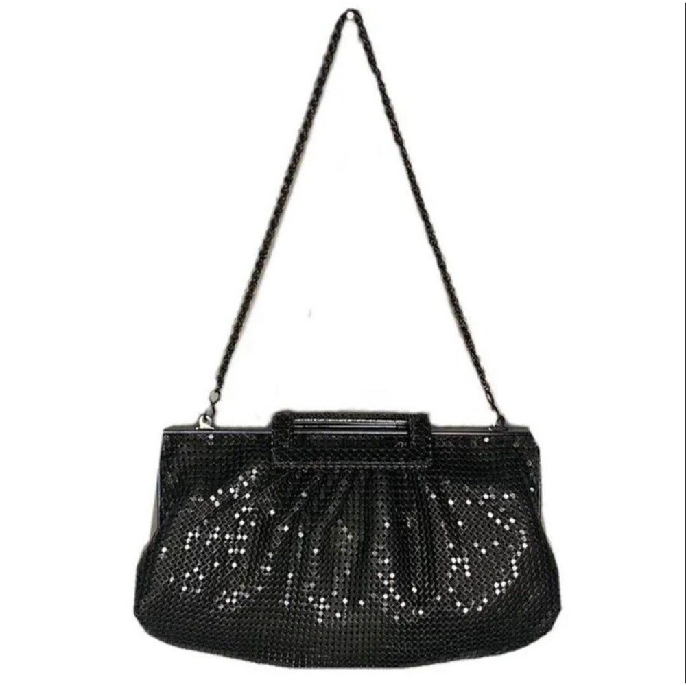 The Limited Black Sequin Handbag with Black Chain Handle Clasp Purse Wallet